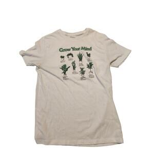 Old Navy Small Grow Your Mind Plant Graphic White T-Shirt Botanical Tee
